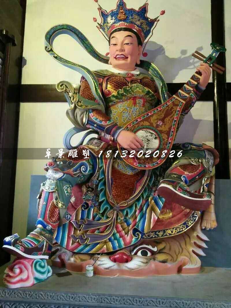 彩繪四大天王雕塑，玻璃鋼神仙雕塑 (1)