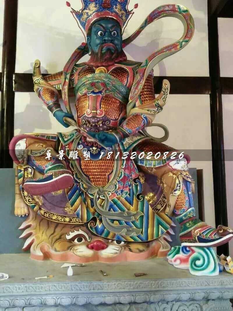 彩繪四大天王雕塑，玻璃鋼神仙雕塑 (4)