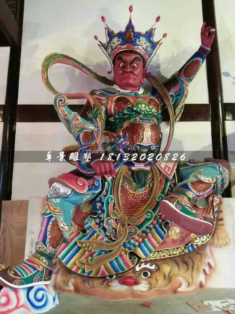 彩繪四大天王雕塑，玻璃鋼神仙雕塑 (2)