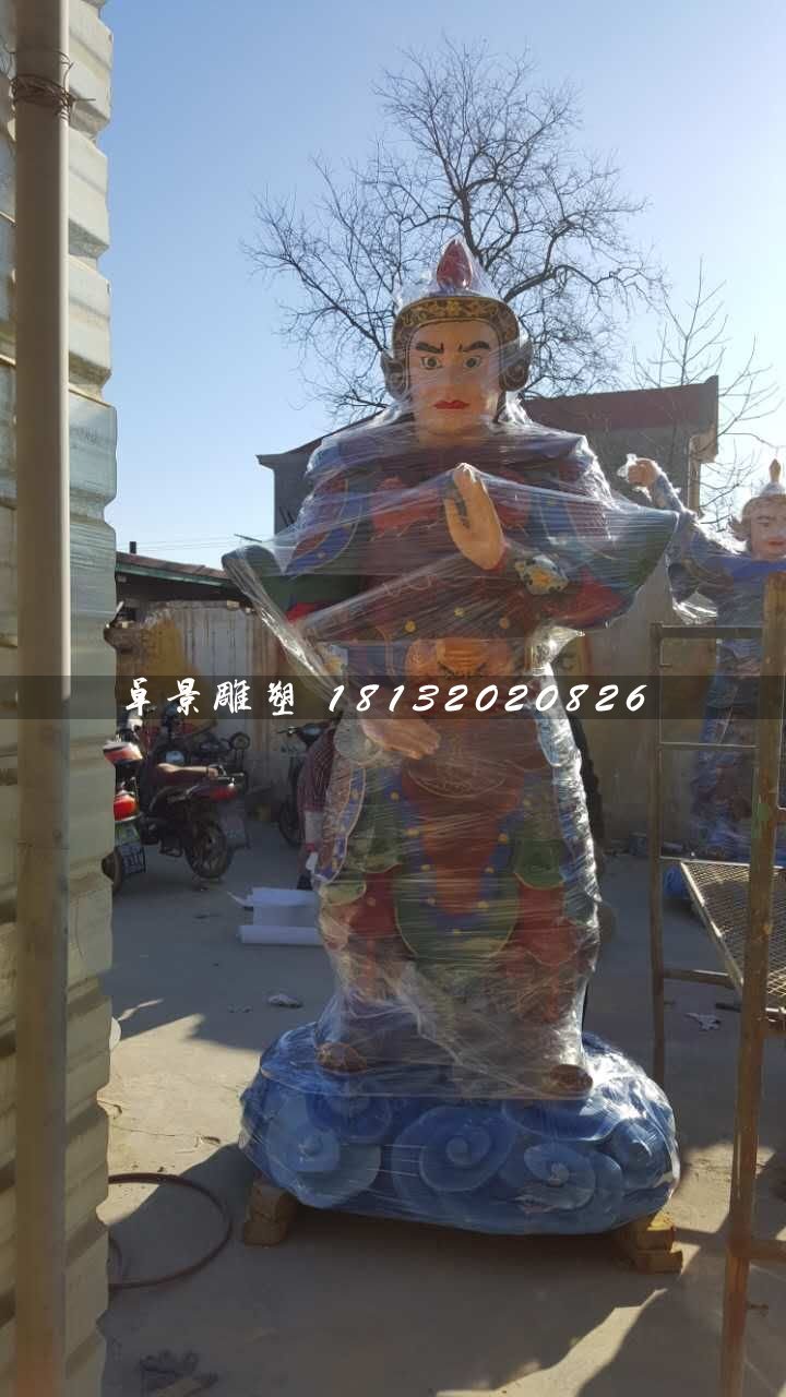 彩繪韋陀雕塑，玻璃鋼神仙雕塑