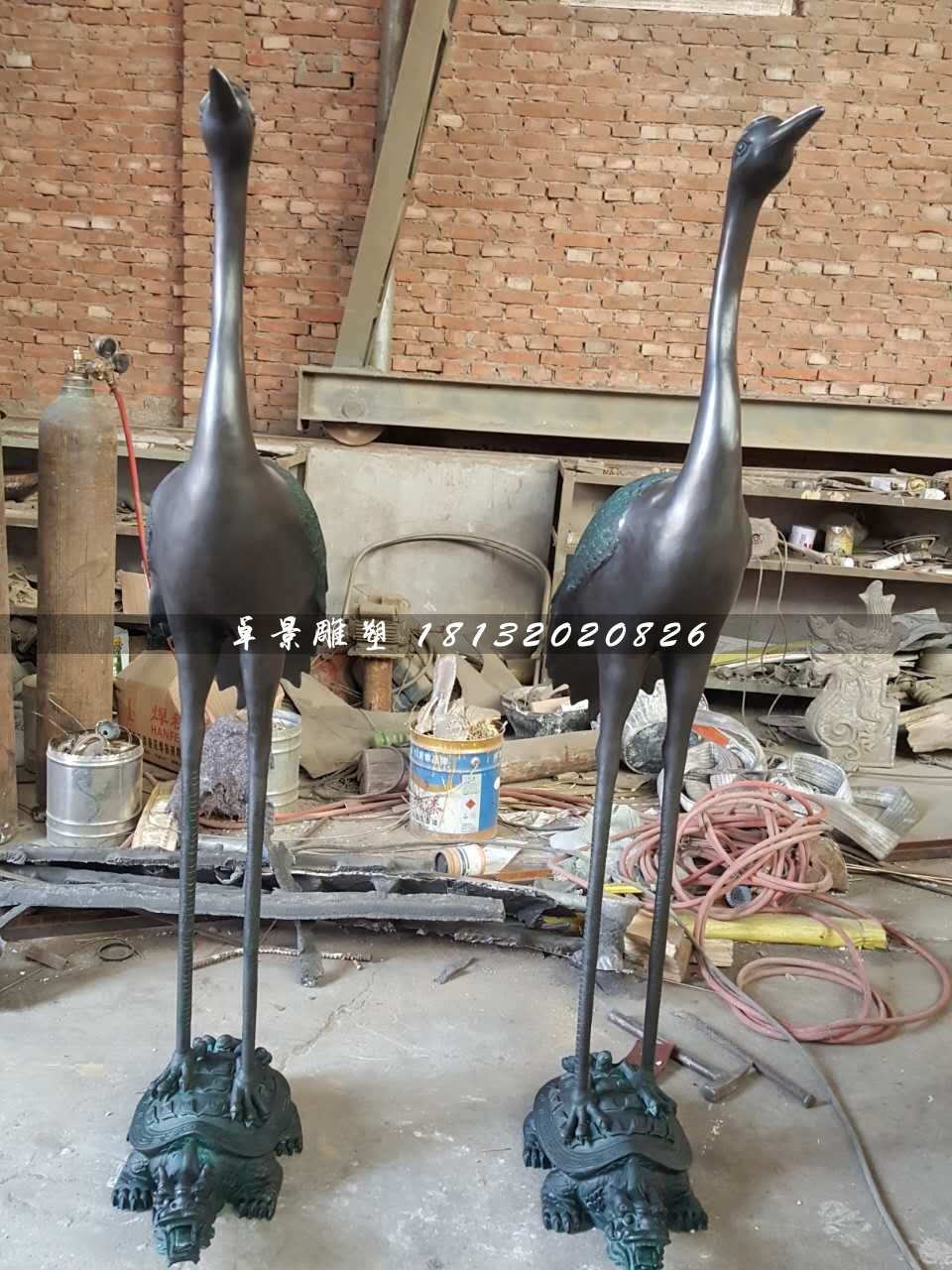 龜鶴延年銅雕，仙鶴銅雕
