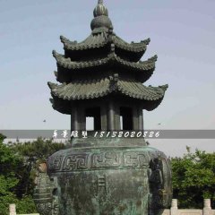 青銅香爐雕塑，寺廟香爐雕塑