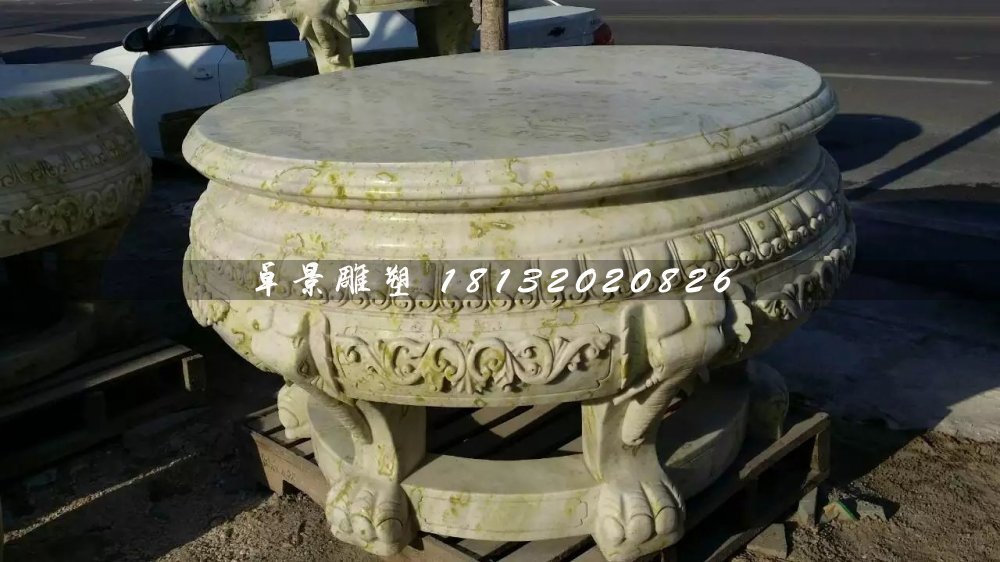 大理石圓桌，公園圓桌雕塑 (2)