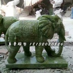 大象石雕，大理石大象