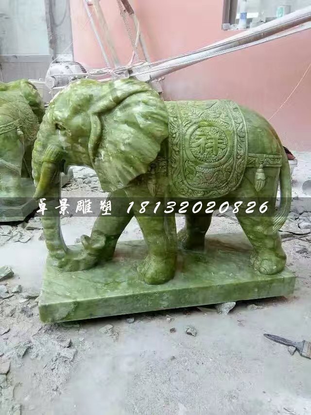 大象石雕，大理石大象 (2)