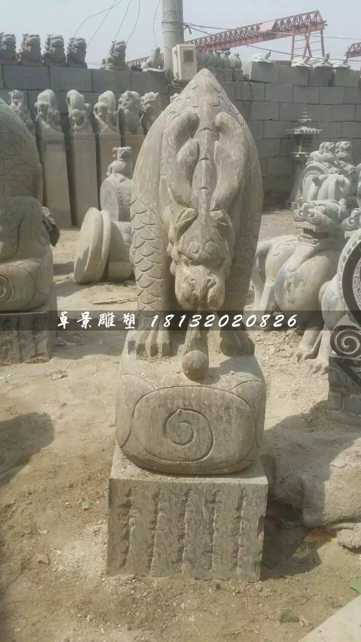 大理石負(fù)屃雕塑，神獸石雕 (2)