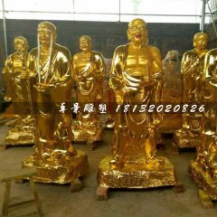 十八羅漢銅雕，貼金佛像銅雕