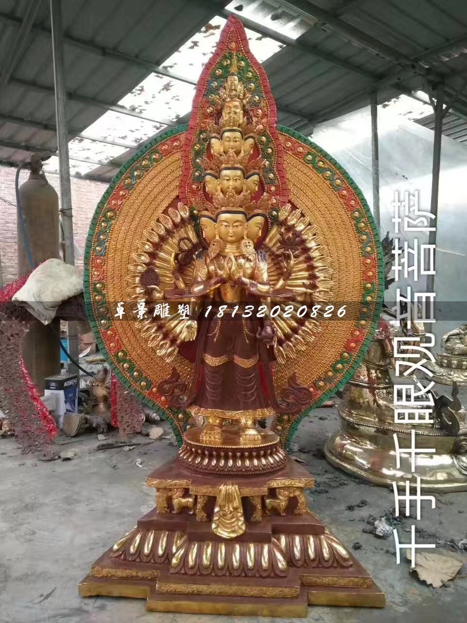 千手千眼觀音菩薩銅雕，寺廟銅佛像