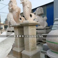 石雕魚(yú)，晚霞紅動(dòng)物雕塑
