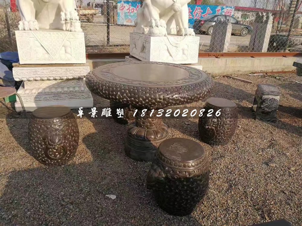 石桌椅，圓桌圓凳石雕