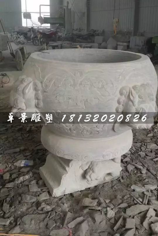 水缸石雕，大理石仿古水缸