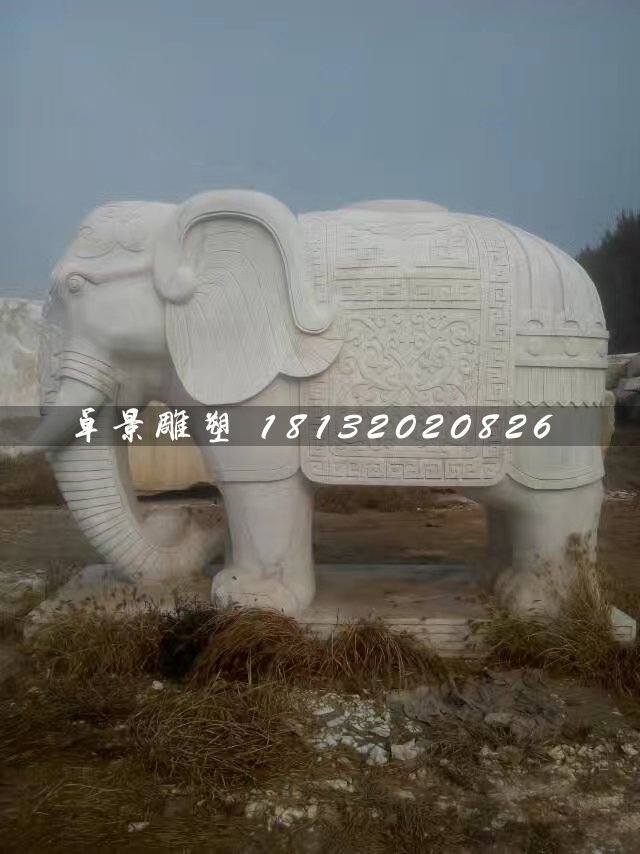 漢白玉大象石雕，馱寶大象石雕 (3)