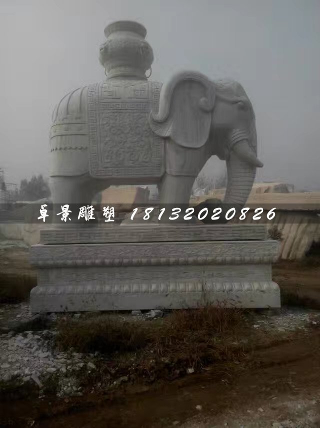 漢白玉大象石雕，馱寶大象石雕 (2)