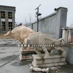 石雕牛，大理石開(kāi)荒牛雕塑