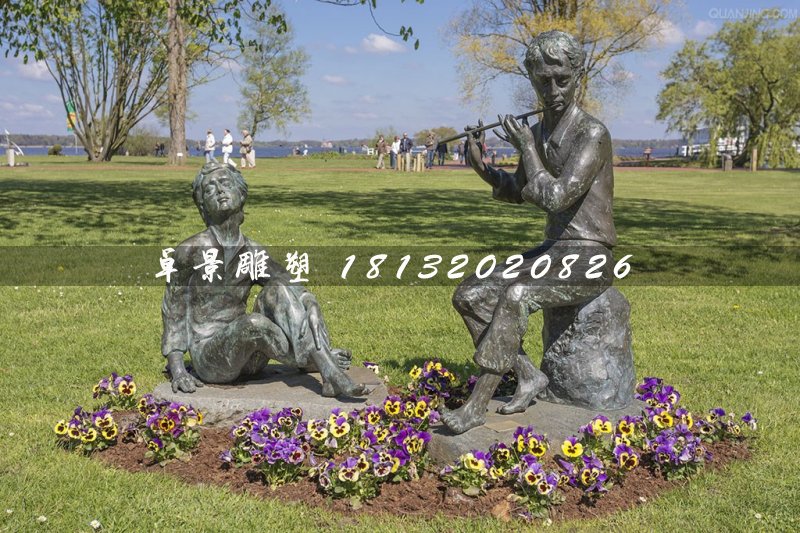 吹笛子銅雕，公園景觀銅雕