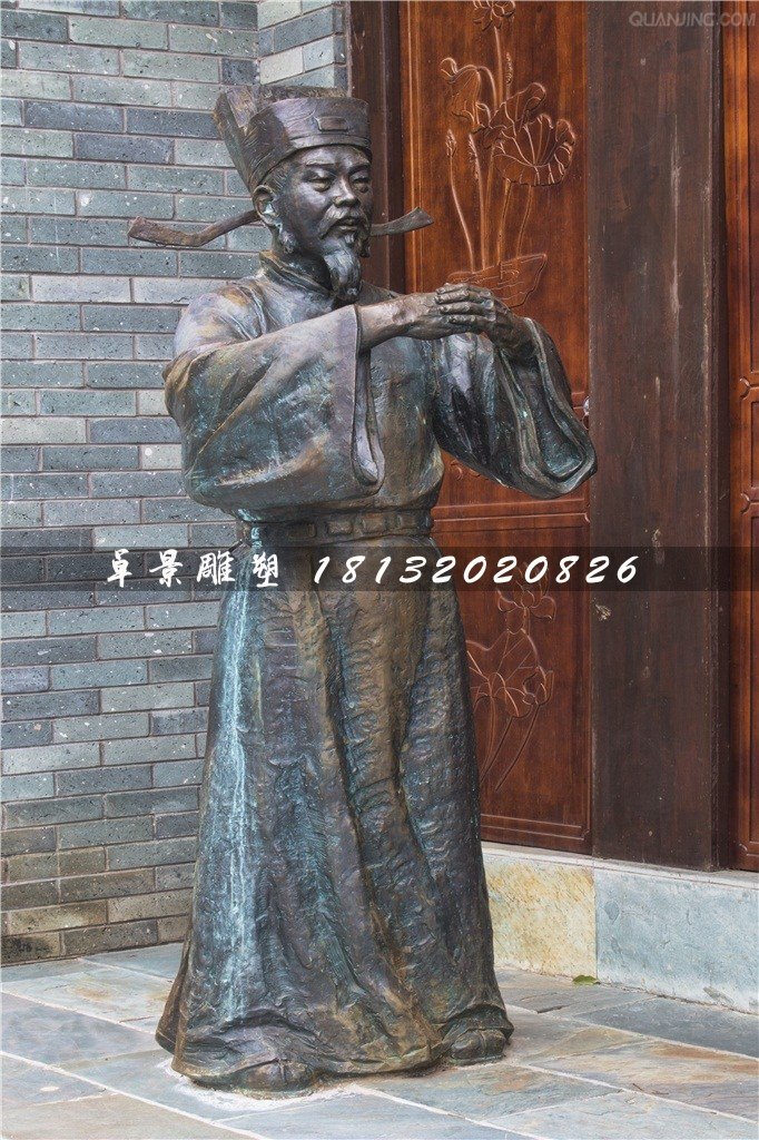 古代官員作揖銅雕，街邊人物銅雕