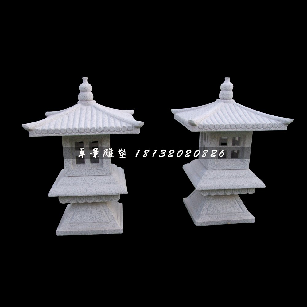 仿古宮燈石雕，公園小型石燈 (1)