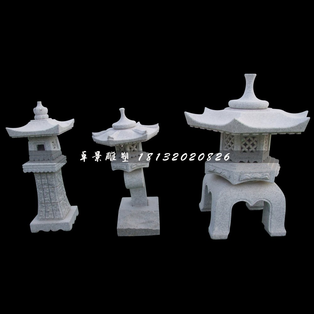 仿古宮燈石雕，公園小型石燈 (3)