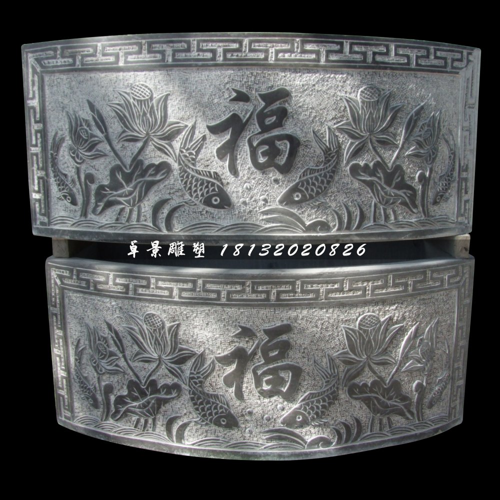 青石水缸雕塑，仿古石雕
