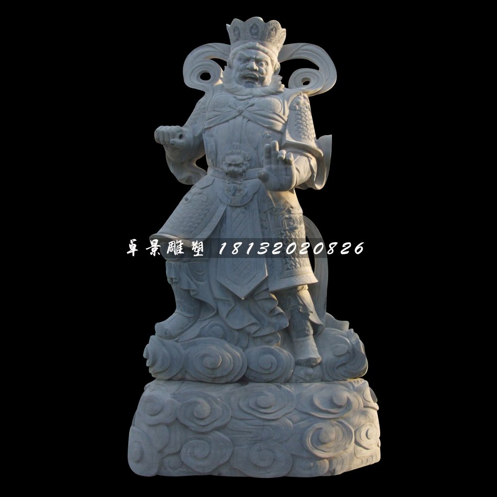 青石四大天王雕塑，石雕神仙 (2)