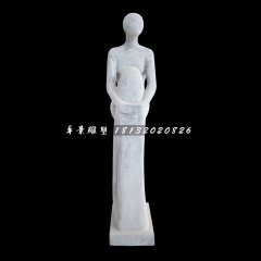 沉思的少女石雕，公園抽象人物石雕