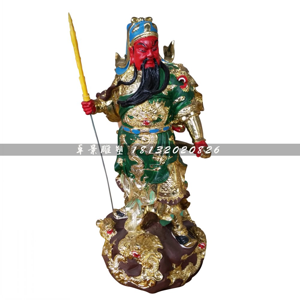 彩繪關(guān)公，玻璃鋼武財神雕塑