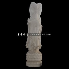 立式觀音石雕，三面觀音石雕