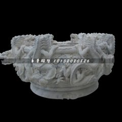 龍浮雕水缸，仿古石水缸