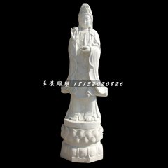 觀音菩薩石雕，漢白玉立式觀音