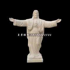 漢白玉西方人物，耶穌石雕