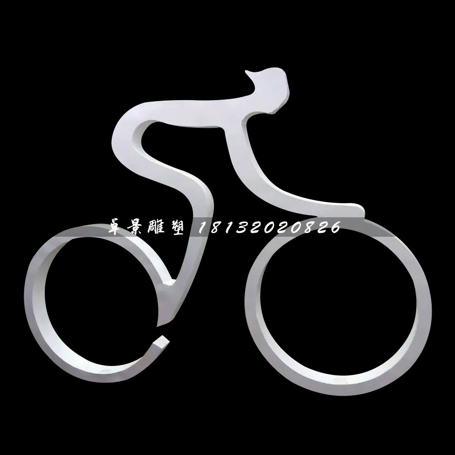 不銹鋼騎自行車(chē)雕塑，抽象人物雕塑
