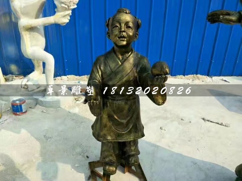 孔融讓梨雕塑，玻璃鋼仿銅人物 (4)