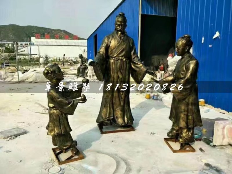 孔融讓梨雕塑，玻璃鋼仿銅人物 (2)