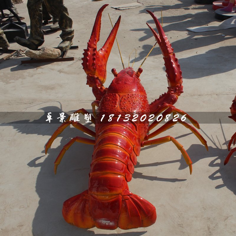 龍蝦雕塑，玻璃鋼仿真海鮮 (4)