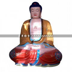 玻璃鋼坐式如來佛雕塑，彩繪佛像雕塑
