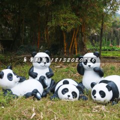 公園大熊貓雕塑，玻璃鋼動物雕塑