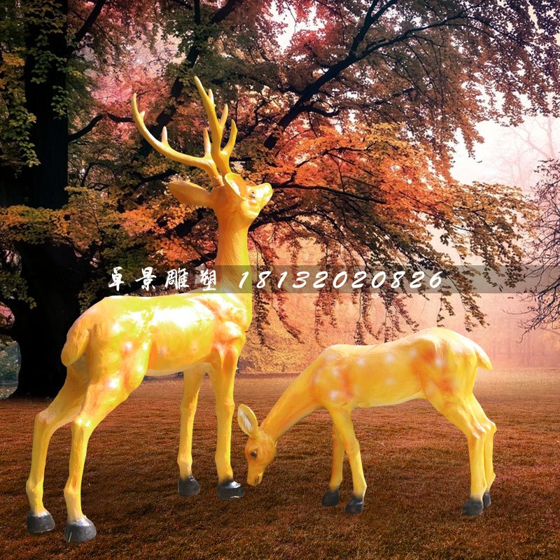 公園梅花鹿雕塑，玻璃鋼動(dòng)物 (2)