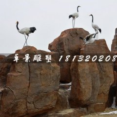 仿真仙鶴雕塑，玻璃鋼動物雕塑