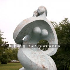 公園抽象人物石雕，母子情深石雕