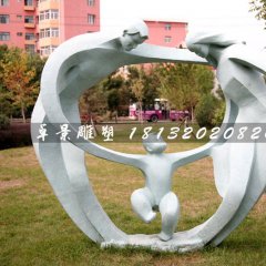 抽象人物石雕，公園天倫之樂石雕