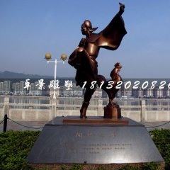 聞雞起舞銅雕，古代人物銅雕