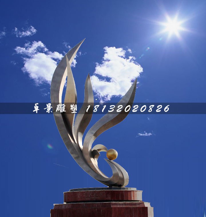 抽象鳳凰雕塑，不銹鋼廣場(chǎng)雕塑 (2)