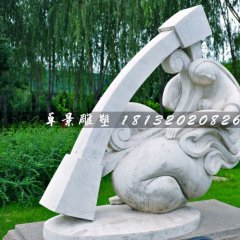 彈豎琴石雕，公園抽象人物石雕