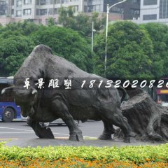 開(kāi)荒牛銅雕，動(dòng)物銅雕