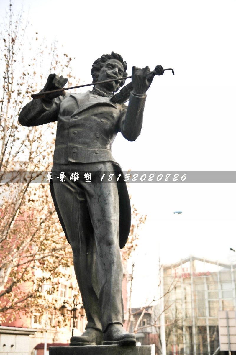 拉小提琴銅雕，西方人物銅雕