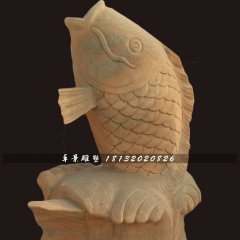 石雕魚，晚霞紅噴水魚石雕