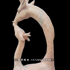 母子鹿石雕，公園親嘴鹿石雕