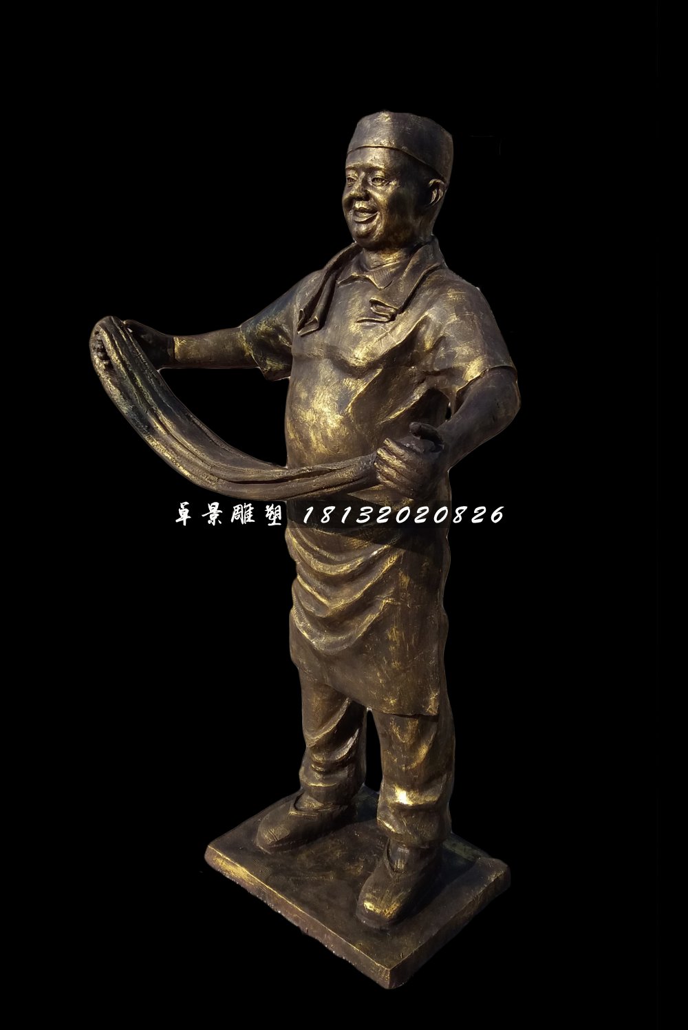 拉面雕塑，玻璃鋼仿銅人物雕塑 (3)