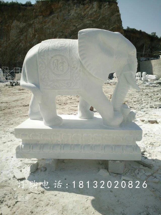 漢白玉大象石雕，吉祥如意大象 (2)