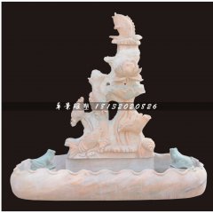 石雕噴泉，連年有魚石雕噴泉